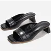 Slippers 2021 Mules Ladies Shoes Low Heels Fashion Unique Print Leather Summer Outdoor Peep Toe Designer Sandals