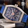 Luxe horloges voor mannen Designer Quartz Bekijk Vanguard Alle diamantkas hoogwaardig horloge lederen riem ijskoud horloges Montre DE2778765