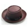 Unisex donna uomo cappello di lana imitazione fedora Felt Pork Pie Crushable cappello invernale Dance panama Hat234d