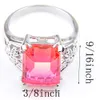 Luckyshin 2set / partia Pierścienie Wisiorki Zestawy Square BI Kolorowe Tourmaline Vintage 925 Srebrne Naszyjniki Kobiety Weddings Party XAMS Prezent