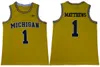Michigan Wolverines Basketball 2019 1 Charles Matthews 2 Jorda Poole tröja Herrar 5 Jalen Rose 4 Chris Webber 25 Juwan Howard 41 Glen Rice