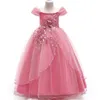 Vestido largo de fiesta de noche de desfile de princesa para niñas, vestidos de primera comunión, Vestido elegante de flores blancas para niñas, Vestido esponjoso de comunión