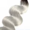 Estensioni dei capelli vergini brasiliani 1B Grigio 3 pacchi Capelli umani dell'onda del corpo 3 pezzi Un set 1BGrey Ombre Prodotti per capelli 1.224 pollici9680419