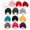 Vrouwen meisje effen kleur tulband headwrap knoop hoed schedel beanie bandana mode haar accessoires partij decor