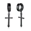 Boucles d'oreilles anneau croisé 1 paire de boucles d'oreilles percées en acier inoxydable noir boucles d'oreilles gland boucles d'oreilles charnière bijoux pour hommes