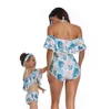 Ny badkläder 2019 Nya damer Badkläder Blommatryck Hög midja Bikini Parentchild Swimsuit 2848197