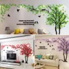 Papier peint acrylique Sticker Mural 1*2M 3 couleurs oiseau 3D arbre TV fond Mural décor à la maison autocollants mode Art