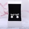 Branco Natural pérolas Pingente Dangle BRINCO Original Box Set para Pandora 925 Sterling Silver bowknot Brincos Chandelier para As Mulheres