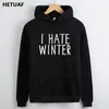 HETUAF I Hate Winter Felpe con cappuccio Donna Felpe con stampa divertente Lettera Felpe casual per donna Harajuku Fashion Lady Sudaderas Mujer