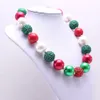 Collier épais pour enfants, Design de noël, Geen + rouge, bébé fille, perle Bubblegum, bijoux pour enfants