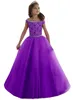 Dziewczęta Suknie Off The Ramię Długa Księżniczka Birthday Ball Suknie Kids Prom Dress 2020 Tulle