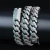 Fashion-White Gold Green White Cz Cubic Zirconia Hiphop Kubansk Curb Link Kedja Halsband Full Diamond Bling Rapper Smycken Gåvor för Män