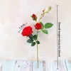 Simulation de rose de thé romantique française à 3 têtes en soie, fausses fleurs, décoration de maison, aménagement de scène de mariage, cadeau de saint valentin