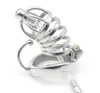 Male Chastity Devices Stainless Steel Cage Belt with Base Arc Ring Lock Cock Cages