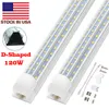 V-formad 2ft 4ft 6ft 8ft Cooler Door Led Tubes T8 Integrated LEDs Tube 120W D-Shaped Triple Row Led Lights armatur Lager I USA för butik garage lagerverkstad