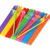 Partihandel Färg Straw One-Time Art Haw Long Elbow Juice Dricka Plast Straw 100 Sticks Stock Free Shipping