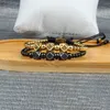 Commercio all'ingrosso 10 pz / lotto nuovi braccialetti intrecciati con rivetti geometrici irregolari di fronte CZ con perline in acciaio inossidabile di alta qualità