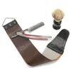 Vintage Straight Razor Shaving Kit Barber Stainless Steel Edge Folding Knife Wood Case Sharpening Strop Brush Shaving Set4225702