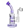 Recycler Dab Rig Glass Bong hookahs Showerhead Perc Smoking Glasses Pipes Oil Rigs Heady Water Bongs With 14mm Banger 8.4 inchs