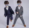Новое поступление, модные детские блейзеры из 3 предметов для мальчиков, костюм для свадьбы, выпускного вечера, формальный весенне-осенний серый/синий костюм из 3 предметов, свадебные костюмы для мальчиков