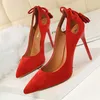 wedding shoes tassel italian shoes women designers stiletto extreme high heels women Bowtie pumps women shoes red heels black heels ayakkabi