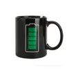 Magic Battery Color Changing Mug Thermometer Heat Sensitive Black Ceramic Coffee Cup Creative Corporation Promotion Gifts