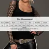 Dames T-shirt Visnet Dames Laag uitgesneden tops met lange mouwen Gothic Net Shirt Camiseta Mujer Femme Slim