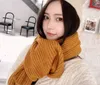 Luxury-Scarf Girl Höst och Vinter Joker Solid Färg Strikkad Scarf Koreansk Stickning Garn Japansk Små Frisk Vinter Varm Scarf