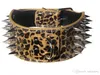 3 inch wide leather spiked studded dog collars leather pet collars chromed spikes for PitBull Mastiff large and medium breeds6082190