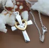 Мода-десять ожерелье для ожерелья золото и серебро крест сердце ожерелье 925 серебристый расщеплений сердца кулон ожерелье DHL рождественский подарок