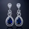 Platinum Plated CZ Teardrop Bridal Earrings Sparkle Statement Earrings Water Drop Zircon Evening Earrings Wedding Jewelry Women Gi288N