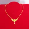Bridal Accessories Charm Gift 18K Yellow Gold Filled Flower Shaped Classic Wedding Party Womens Pendant Necklace Chain