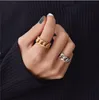 Peri'sBox Gold Silver Color Chunky Chain Rings Link Twisted Geometric Rings for Women Vintage Open Rings Adjustable Trendy