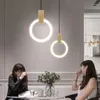 Hanglampen Hedendaagse LED-kroonluchterverlichting Scandinavische droplights Acryl trapverlichting 3 5 6 7 10 ringen binnenarmatuur1574