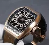 New Crazy Hours 8880 Orologio da uomo automatico in oro rosa Quadrante nero Bianco Marcatori di numeri di colore grande Pelle di gomma nera marrone Puretime E137c3