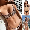 Ny stil 2019 kvinnor bikinis set badkläder låg midja enkla ring tillbehör leopard print kvinnor simning kostym bikini beachwear