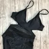 여성 수영복 발레 니 플라이 피스 수영복 여성 메쉬 모노키니 푸시 업 V 넥 트리 킬리 니 Bainless Suit Maillot de Bain Femme1