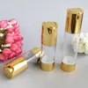 Gold Cosmetic Airless Lotion Bottle Essence Serum Packaging Pump Bottles 15ml 30ml 50ml 100pcs/lot