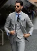 Fashion Light Grey Groom Tuxedos Peak Lapel Groomsmen Mens Wedding Dress Excellent Man Jacket Blazer 3 Piece Suit(Jacket+Pants+Vest+Tie)184
