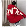 Thick Warm Men Winter Jacket Clothes Casual Loose Harajuku Mens Parkas Coats Hooded Print Red Male Windbreaker Size M-2XL