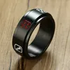 8mm Black Spinner Dice Ring Gamblers Inspired Ring in Stainless Steel Free Engraving