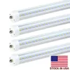 Estoque em US + 72W Tubos de LED de 8 pés de 8 pés de pino único fa8 de 8 pés Tubos de luz LED duplas Tubo fluorescente de linhas LEDs LED