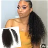 Africano Rabo De Cavalo Peruca Clipe Em Rabo De Cavalo Humano Extensões de Cabelo Kinky Curly cordão rabo de cavalo Afro puffs envolve Encaracolado rabo de cavalo caudas 120g