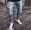 Hot Sale-Luxury Mens Jeans Fashion Hole Washed Pencil Byxor Designer Distressed Slim Jeans Multiple Styles