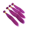 Purple Color Straight 4 Wysokie przedłużanie włosów 10-30 cal Peruwiański Dziewiczy Włosy Uwagi Jedwabiste Proste Włosy Wefts 400g