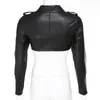 Iamhotty Noir PU Cuir Crop Jacket Street Wear Style Punk Femmes Manteaux À Manches Longues Turn-Down Zipper Veste Courte 2019 Mode Y191031