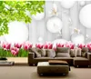 2019 New Pink Tulip White Float Landscape Illustration Interior Decoration HD Fine Wallpaper