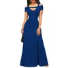 2019 осенние женские платья королевского синего цвета с открытыми плечами и разрезом спереди, расклешенное длинное платье макси, Vestido Festa, вечернее платье PD622863634