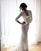 Élégant 2020 V Cou Robes De Mariée Sirène Avec Train Détachable À Manches Longues Perlé Appliqued Dentelle Robes De Mariée Plus La Taille Vestidos De Novia