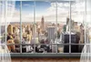 Online Groothandel Wallpaper 3D Stereo Window New York City High-rise Landschap Wallpaper Custom HD fijn behang